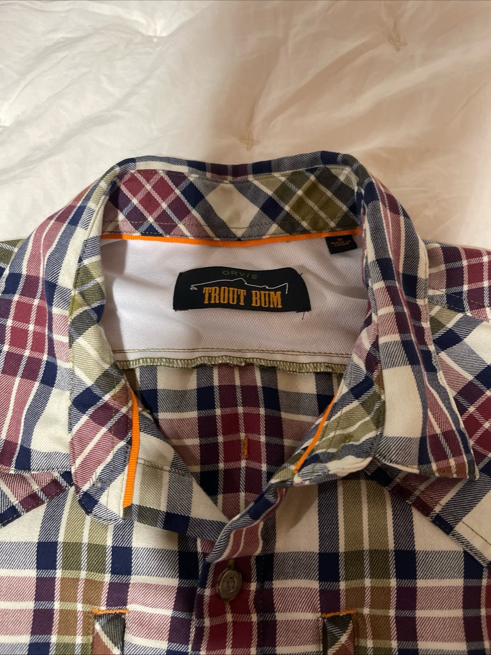 Orvis Trout Bum Plaid Button Down Mens Sz Med